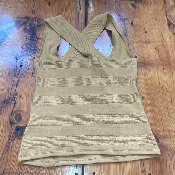 Anthropologie Maeve Stephi Cross Back Knit Sleevless Top Mustard Yellow Small - Picture 8 of 8
